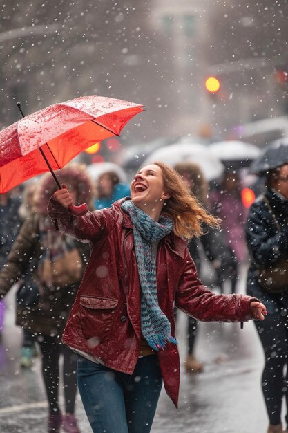 Photo des moments sincères de femmes célébrant la fête de la femme sous la pluie