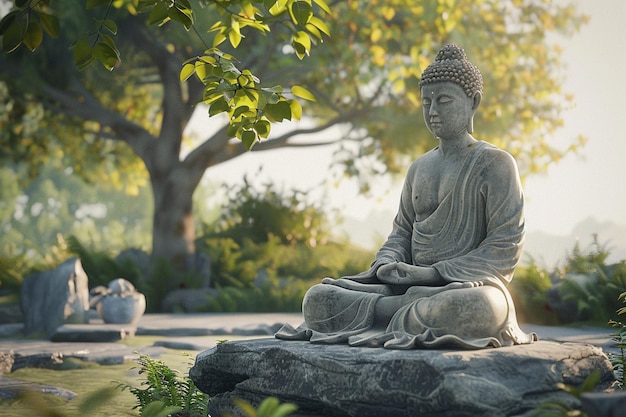 Des moments tranquilles de méditation dans un jardin serein