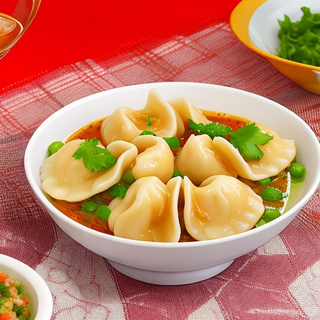 Momos de poulet attrayants sur une assiette