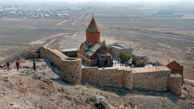 Monastère de Khor Virap en Arménie. Le monastère est situé près du mont Ararat, à la frontière avec la Turquie. Un lieu de pèlerinage pour de nombreux chrétiens du monde entier.