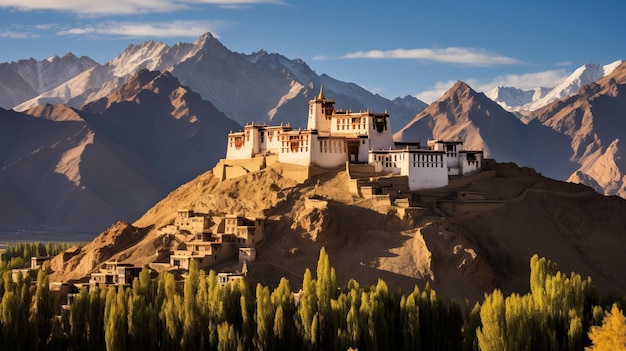 Photo le monastère namgyal tsemo est situé à l'arrière-plan du leh palacelehindia