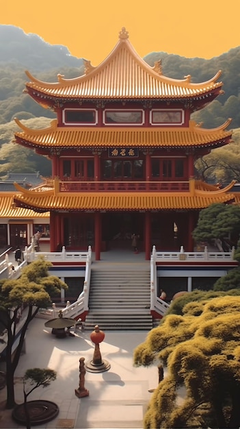 Monastère Temple taoïste Zen AI généré