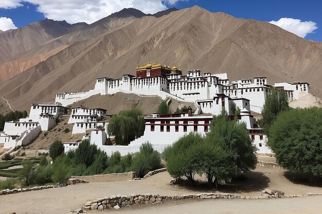 Photo le monastère de thiksey est situé dans le ladakh, au jammu-et-cachemire, en inde.