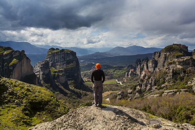 Monastères des Météores en Grèce. Filtre Instagram.