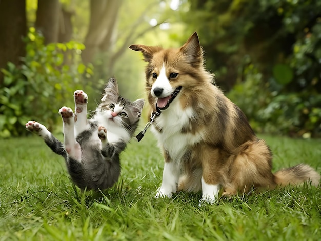 Photo un monde où les chats et les chiens règnent sur