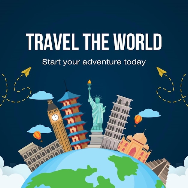 le monde avec une citation sur les voyages et le tourisme