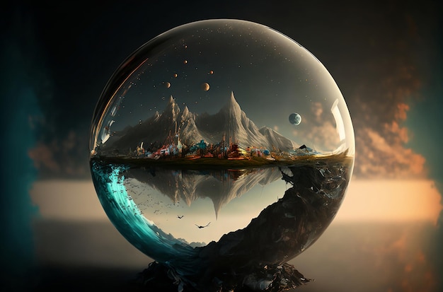 Monde fantastique dans la bulle comme planète