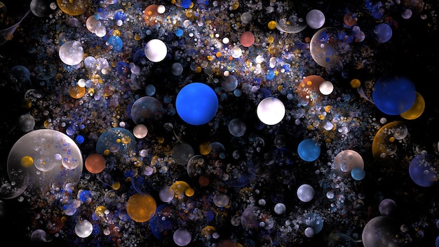 Monde fractal de fond abstrait moderne lumineux Espace numérique à utiliser dans la conception Formes et lignes rondes rendu 3d