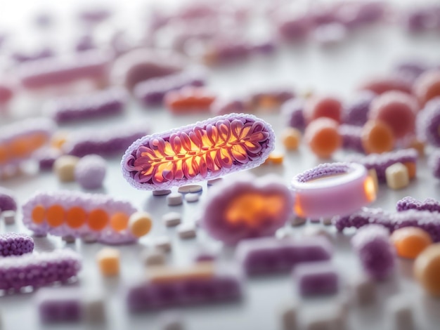 Photo le monde microscopique les probiotiques et les bactéries dans la science biologique