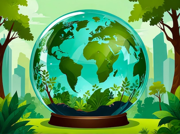 monde respectueux de l'environnement et du concept de la Journée de la Terre globe de verre sauver la planète
