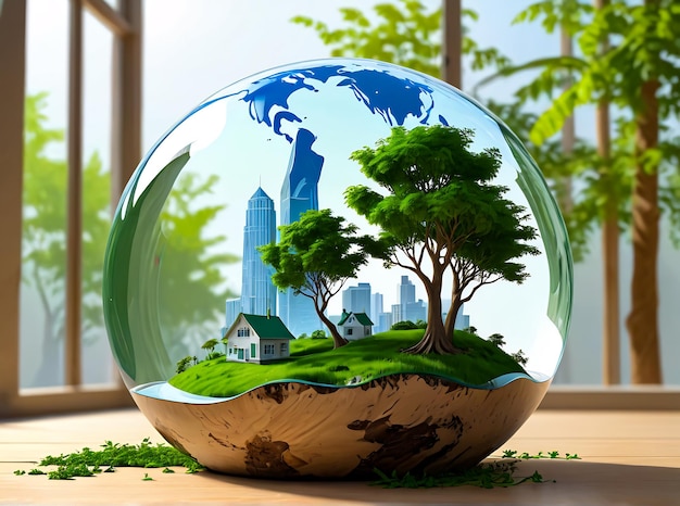 monde respectueux de l'environnement et du concept de la Journée de la Terre globe de verre sauver la planète