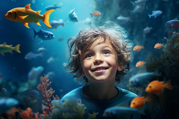Photo le monde sous-marin de aquatic boy génère une ia