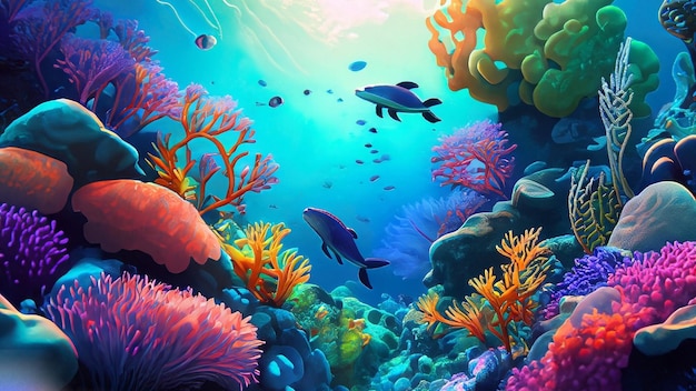 Photo un monde sous-marin fascinant avec des récifs coralliens colorés et une vie marine exotique