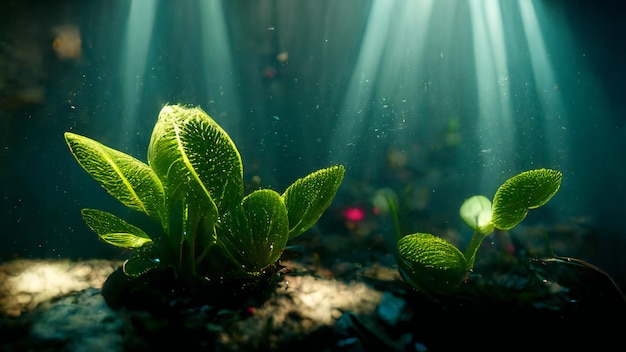 monde sous-marin avec des plantes réalistes