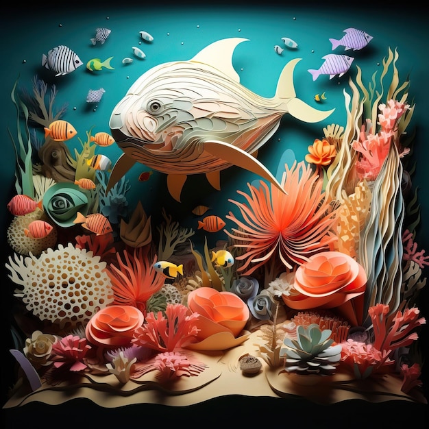 le monde sous-marin prend vie dans une sculpture en papier 3D avec des récifs coralliens vibrants