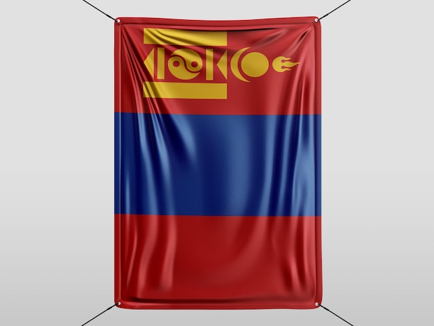 Mongolie du drapeau de rendu 3D isolé et fond blanc