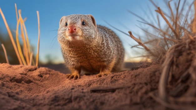 Une mongouse à bandes mignonne en gros plan