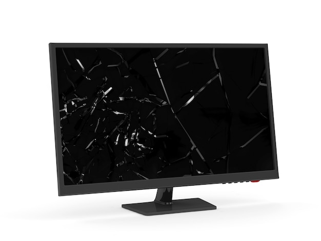 Moniteur avec écran cassé isolé