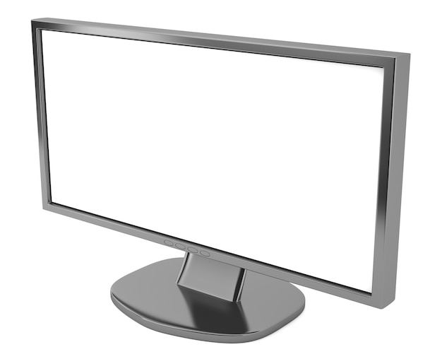 Moniteur LCD avec écran blanc isolé sur fond blanc