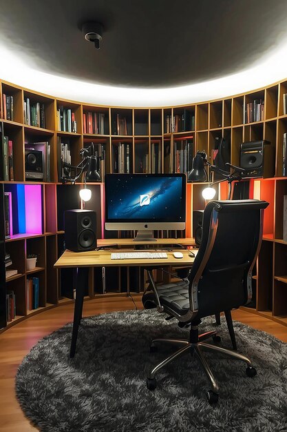 Photo un moniteur d'ordinateur est sur un bureau avec un moniteur dessus