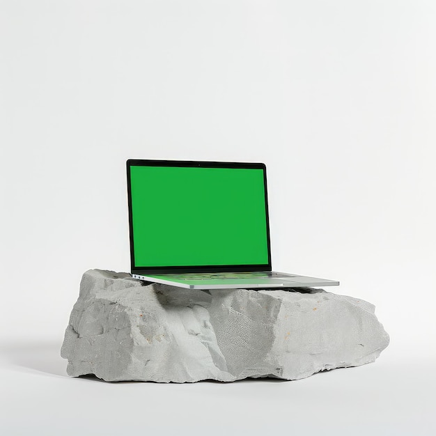 Photo moniteur à partir de la maquette avant avec écran vert ia générative