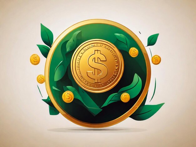 Monnaie dorée avec un symbole de dollar rendu 3D Concept financier Disposition
