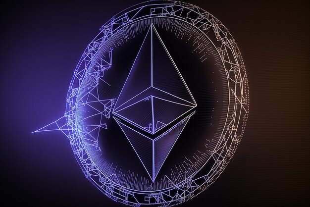 Monnaie numérique Ethereum dans l'espace Art généré par Ai