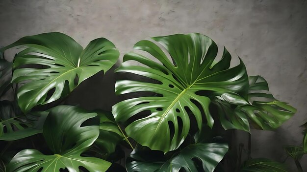 Monstera deliciosa sur un mur de béton