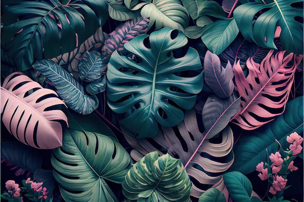 Photo monstera feuilles fond d'écran art numérique tropical un