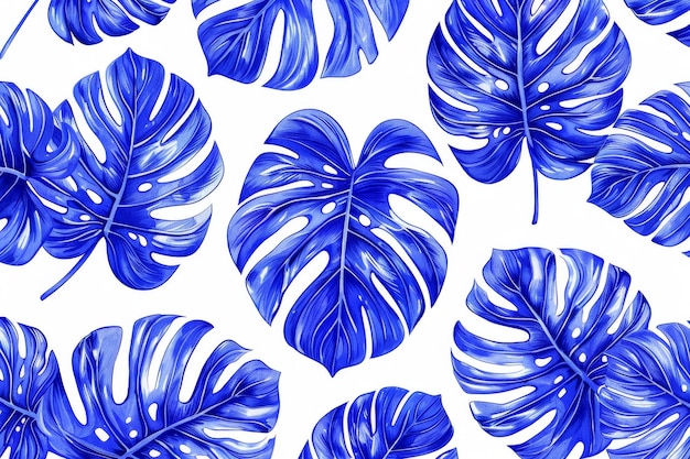 Monstera et feuilles de palmier dans une jungle tropicale motif sans couture parfait pour les couvertures de papier peint textile de mode et d'emballage