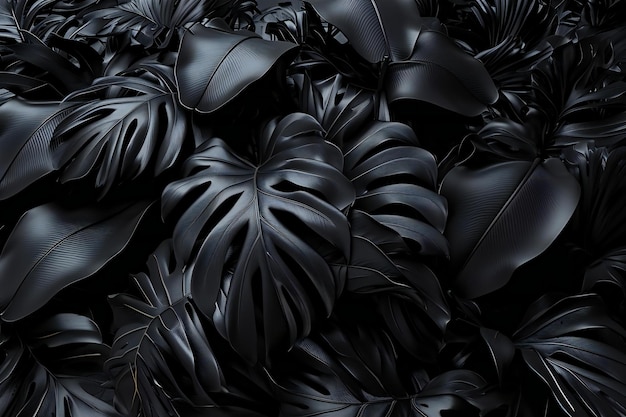 Le monstera noir laisse de l'arrière-plan dans un concept minimal moderne