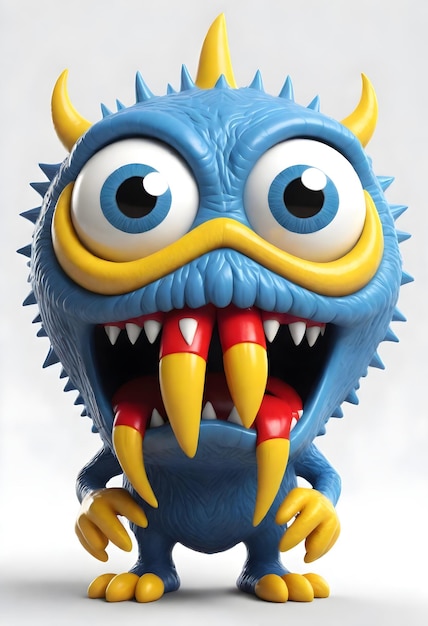 un monstre bleu avec de grandes dents et de grandes dents