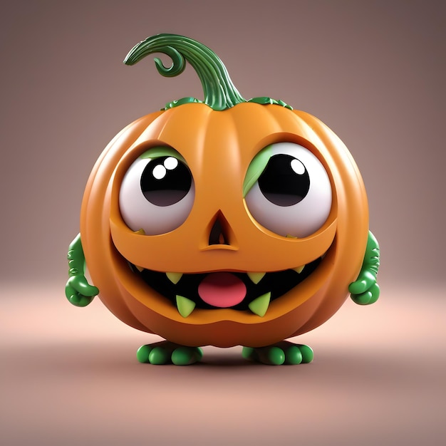 Un monstre de citrouille mignon en costume d'Halloween