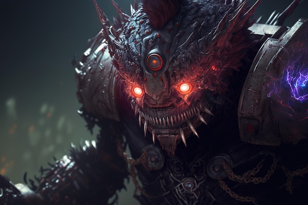 Monstre en colère Cyborg en tant que mascotte des équipes