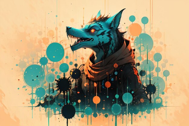 Photo monstre dangereux loup-garou animal dessin animé personnage d'anime abstract illustration virtuelle arrière-plan