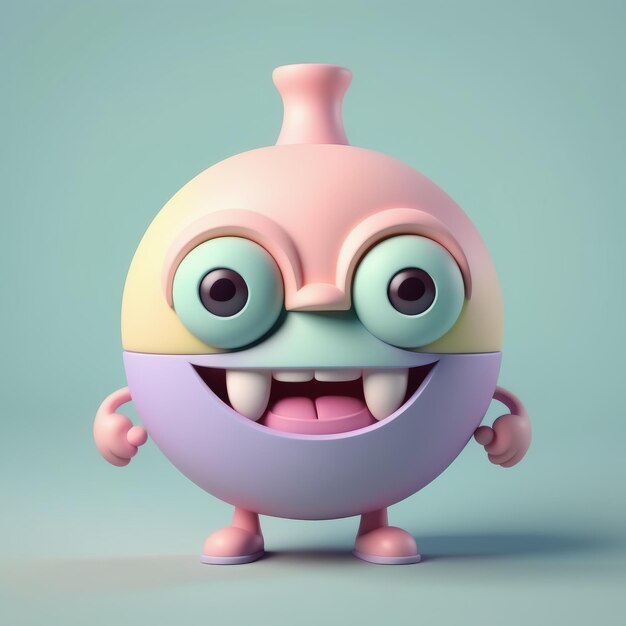 monstre souriant mignon avec rendu 3D monstre souriant mignon avec rendu 3D monstre de dessin animé mignon