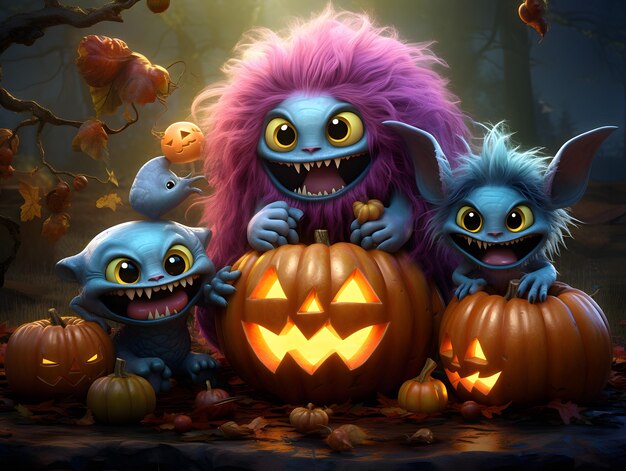 Des monstres mignons d'Halloween