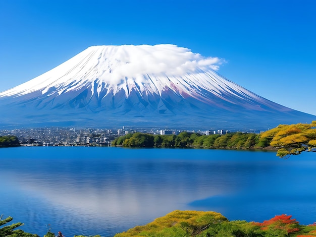 Mont Fuji avec le lac Kawaguchiko à Yamanachi au Japon