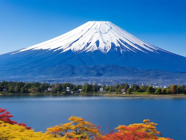 Mont Fuji avec le lac Kawaguchiko à Yamanachi au Japon