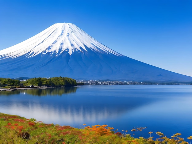 Mont Fuji avec le lac Kawaguchiko à Yamanachi au Japon