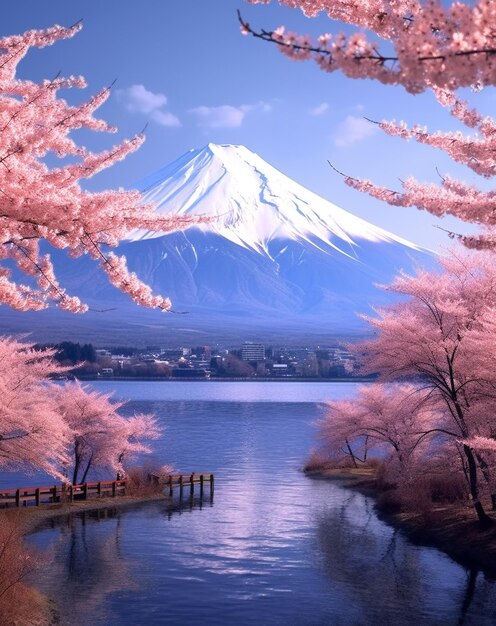 Photo le mont fuji avec sakura