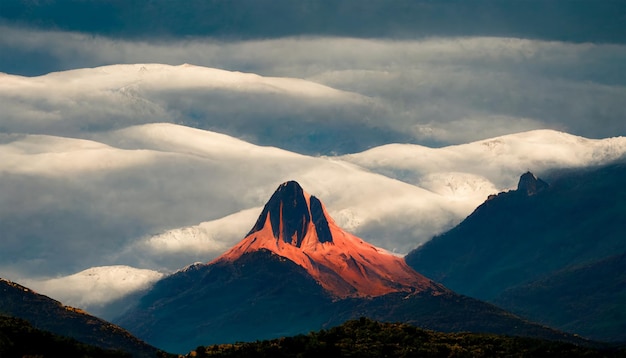 Mont tupungato pic enneigé arbres champ nuage ciel