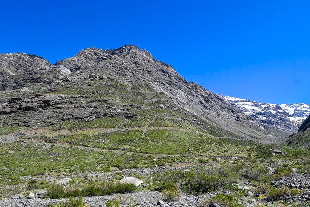 montagne des Andes en été avec peu de neige