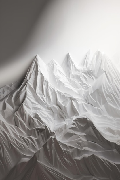 montagne arafed avec un fond blanc et un ciel blanc ai générative