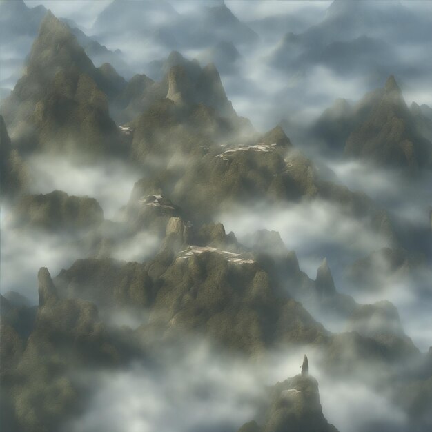 Photo une montagne brumeuse générée par l'ai