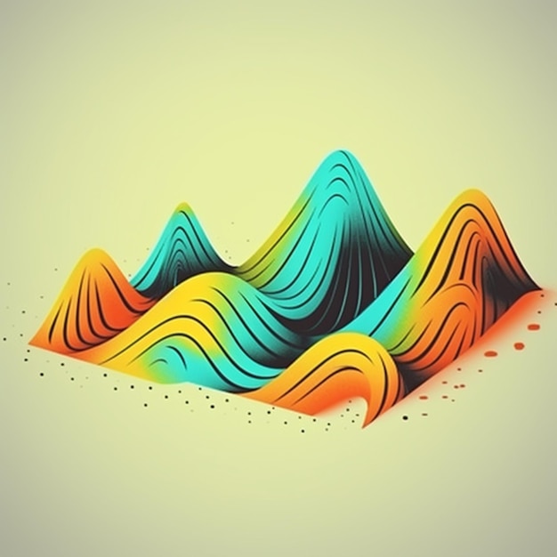 Une montagne colorée avec une montagne en arrière-plan.