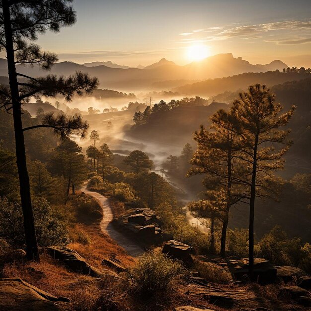 La montagne du matin, la majesté, le paysage de la montagne