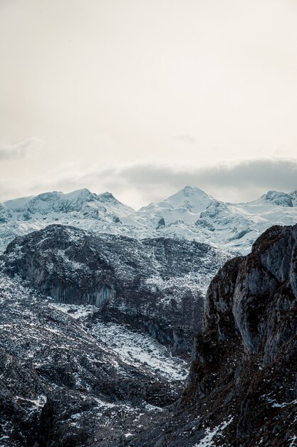 Montagne enneigée bleuâtre