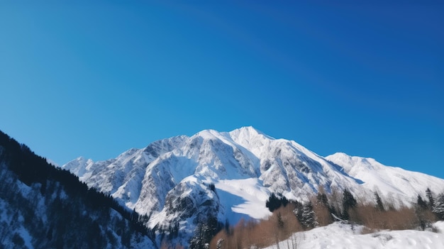 Montagne enneigée avec ciel bleu