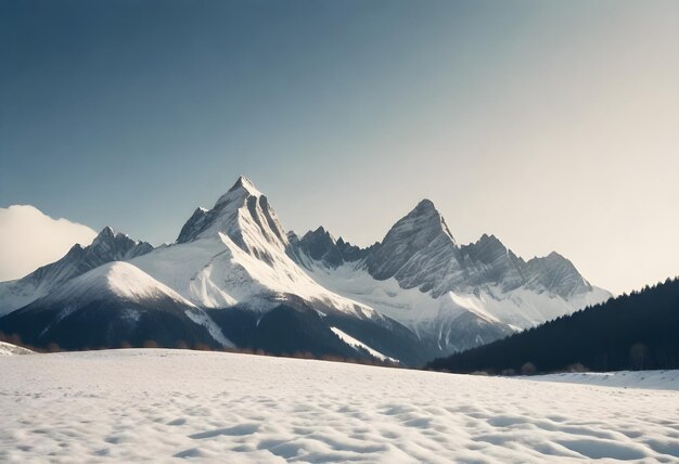 Photo une montagne enneigée avec une personne à l'arrière-plan et un panneau disant neige